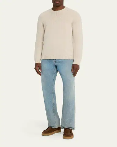 Anderson & Sheppard Men's Plain Knit Cashmere Crewneck Sweater | Thumbnail 2 Anderson & Sheppard Men's Plain Knit Cashmere Crewneck Sweater | Thumbnail 2