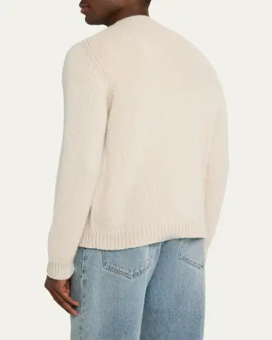 Anderson & Sheppard Men's Plain Knit Cashmere Crewneck Sweater | Thumbnail 3 Anderson & Sheppard Men's Plain Knit Cashmere Crewneck Sweater | Thumbnail 3