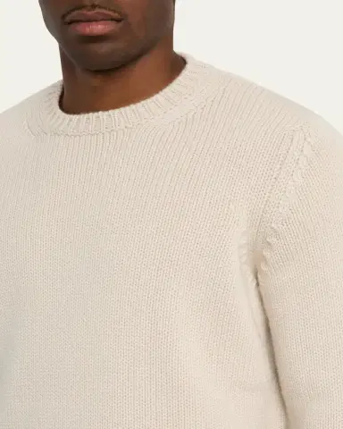 Anderson & Sheppard Men's Plain Knit Cashmere Crewneck Sweater | Thumbnail 5 Anderson & Sheppard Men's Plain Knit Cashmere Crewneck Sweater | Thumbnail 5