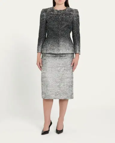 Oscar de la Renta Ombre Metallic Boucle Jacquard Single-Breasted Jacket | Thumbnail 2 Oscar de la Renta Ombre Metallic Boucle Jacquard Single-Breasted Jacket | Thumbnail 2
