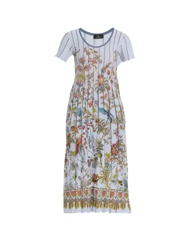 Etro Floral-Print Pleated Short-Sleeve Midi Dress | Thumbnail 1 Etro Floral-Print Pleated Short-Sleeve Midi Dress | Thumbnail 1