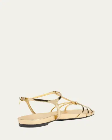 Prada Strappy Metallic Leather Flat Sandals | Thumbnail 4 Prada Strappy Metallic Leather Flat Sandals | Thumbnail 4