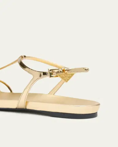 Prada Strappy Metallic Leather Flat Sandals | Thumbnail 5 Prada Strappy Metallic Leather Flat Sandals | Thumbnail 5