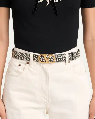 Valentino Garavani VLogo Signature Python Belt, 30mm | Thumbnail 2 Valentino Garavani VLogo Signature Python Belt, 30mm | Thumbnail 2