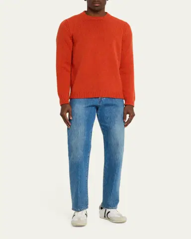 Anderson & Sheppard Men's Plain Knit Cashmere Crewneck Sweater | Thumbnail 2 Anderson & Sheppard Men's Plain Knit Cashmere Crewneck Sweater | Thumbnail 2