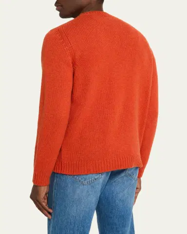 Anderson & Sheppard Men's Plain Knit Cashmere Crewneck Sweater | Thumbnail 3 Anderson & Sheppard Men's Plain Knit Cashmere Crewneck Sweater | Thumbnail 3