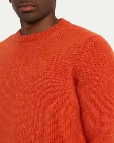 Anderson & Sheppard Men's Plain Knit Cashmere Crewneck Sweater | Thumbnail 5 Anderson & Sheppard Men's Plain Knit Cashmere Crewneck Sweater | Thumbnail 5