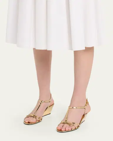 Prada 55mm Metallic Leather Wedge Sandals | Thumbnail 2 Prada 55mm Metallic Leather Wedge Sandals | Thumbnail 2