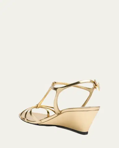 Prada 55mm Metallic Leather Wedge Sandals | Thumbnail 4 Prada 55mm Metallic Leather Wedge Sandals | Thumbnail 4