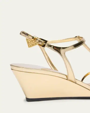 Prada 55mm Metallic Leather Wedge Sandals | Thumbnail 5 Prada 55mm Metallic Leather Wedge Sandals | Thumbnail 5