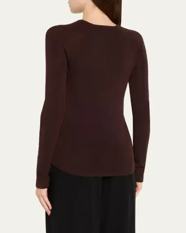 Majestic Filatures Crewneck Micro Rib Knit Wool-Silk T-Shirt | Thumbnail 3 Majestic Filatures Crewneck Micro Rib Knit Wool-Silk T-Shirt | Thumbnail 3