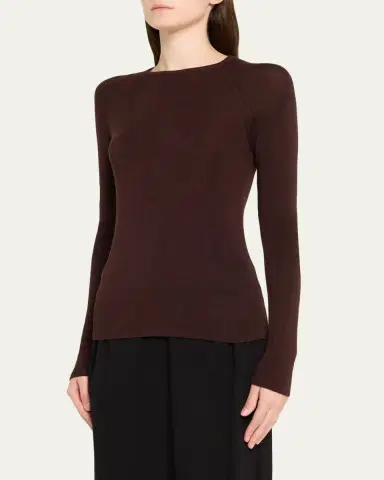 Majestic Filatures Crewneck Micro Rib Knit Wool-Silk T-Shirt | Thumbnail 4 Majestic Filatures Crewneck Micro Rib Knit Wool-Silk T-Shirt | Thumbnail 4