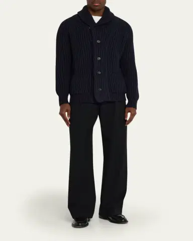 Anderson & Sheppard Men's Rib-Knit Cashmere Cardigan | Thumbnail 2 Anderson & Sheppard Men's Rib-Knit Cashmere Cardigan | Thumbnail 2