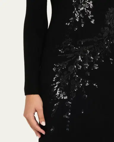 Prabal Gurung Sequin Floral-Embroidered Rib Knit Midi Dress | Thumbnail 5 Prabal Gurung Sequin Floral-Embroidered Rib Knit Midi Dress | Thumbnail 5