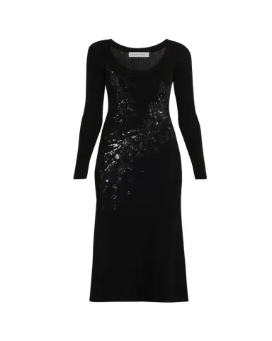 Prabal Gurung Sequin Floral-Embroidered Rib Knit Midi Dress | Thumbnail 1 Prabal Gurung Sequin Floral-Embroidered Rib Knit Midi Dress | Thumbnail 1