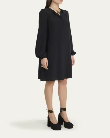 Chloé Floral Embroidered Silk Knee-Length Dress | Thumbnail 4 Chloé Floral Embroidered Silk Knee-Length Dress | Thumbnail 4