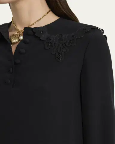 Chloé Floral Embroidered Silk Knee-Length Dress | Thumbnail 5 Chloé Floral Embroidered Silk Knee-Length Dress | Thumbnail 5
