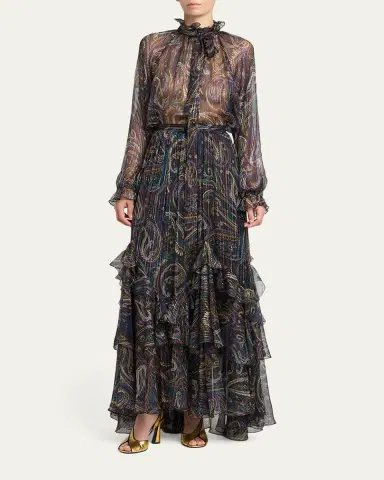 Etro Paisley Semi-Sheer Silk Blouse | Thumbnail 2 Etro Paisley Semi-Sheer Silk Blouse | Thumbnail 2