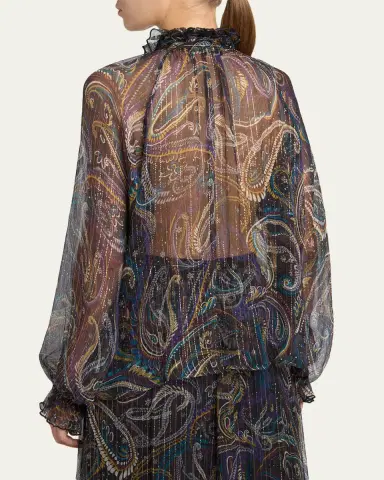 Etro Paisley Semi-Sheer Silk Blouse | Thumbnail 3 Etro Paisley Semi-Sheer Silk Blouse | Thumbnail 3