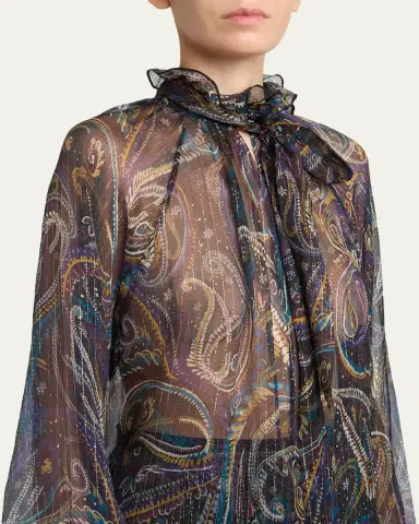 Etro Paisley Semi-Sheer Silk Blouse | Thumbnail 5 Etro Paisley Semi-Sheer Silk Blouse | Thumbnail 5