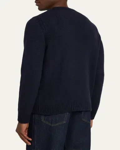 Anderson & Sheppard Men's Plain Knit Cashmere Crewneck Sweater | Thumbnail 3 Anderson & Sheppard Men's Plain Knit Cashmere Crewneck Sweater | Thumbnail 3