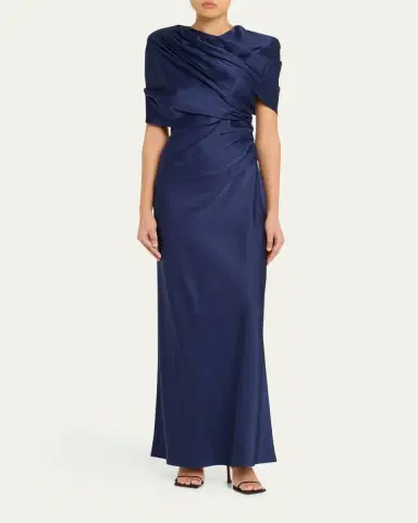 Stella McCartney Draped Capelet Satin Gown | Thumbnail 2 Stella McCartney Draped Capelet Satin Gown | Thumbnail 2