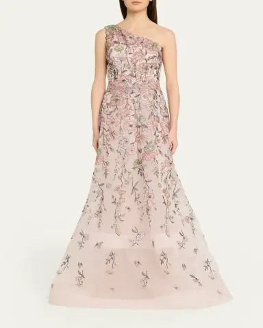 Rickie Freeman for Teri Jon One-Shoulder Embroidered Tulle Gown | Thumbnail 2 Rickie Freeman for Teri Jon One-Shoulder Embroidered Tulle Gown | Thumbnail 2