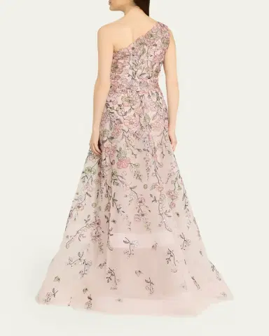 Rickie Freeman for Teri Jon One-Shoulder Embroidered Tulle Gown | Thumbnail 3 Rickie Freeman for Teri Jon One-Shoulder Embroidered Tulle Gown | Thumbnail 3