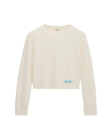LOEWE Logo Embroidered Wool Crewneck Sweater | Thumbnail 1 LOEWE Logo Embroidered Wool Crewneck Sweater | Thumbnail 1
