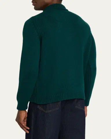 Anderson & Sheppard Men's Plain Knit Cashmere Quarter-Zip Sweater | Thumbnail 3 Anderson & Sheppard Men's Plain Knit Cashmere Quarter-Zip Sweater | Thumbnail 3