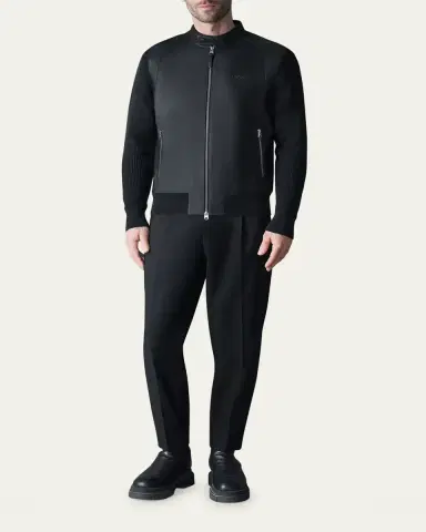 Mackage Men's Dominic Faux Leather Knit-Trim Jacket | Thumbnail 2 Mackage Men's Dominic Faux Leather Knit-Trim Jacket | Thumbnail 2