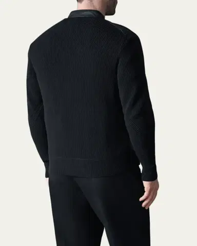 Mackage Men's Dominic Faux Leather Knit-Trim Jacket | Thumbnail 3 Mackage Men's Dominic Faux Leather Knit-Trim Jacket | Thumbnail 3
