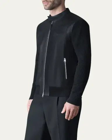 Mackage Men's Dominic Faux Leather Knit-Trim Jacket | Thumbnail 4 Mackage Men's Dominic Faux Leather Knit-Trim Jacket | Thumbnail 4