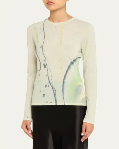Jason Wu Collection Watercolor-Print Merino Wool Sweater | Thumbnail 4 Jason Wu Collection Watercolor-Print Merino Wool Sweater | Thumbnail 4