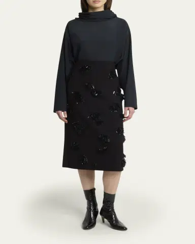 Proenza Schouler Moira Embroidered Compact Crepe Skirt | Thumbnail 2 Proenza Schouler Moira Embroidered Compact Crepe Skirt | Thumbnail 2
