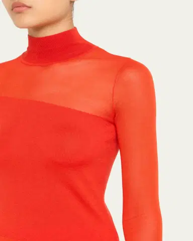 Jason Wu Collection Mock-Neck Asymmetric Sheer Merino Wool Sweater | Thumbnail 5 Jason Wu Collection Mock-Neck Asymmetric Sheer Merino Wool Sweater | Thumbnail 5