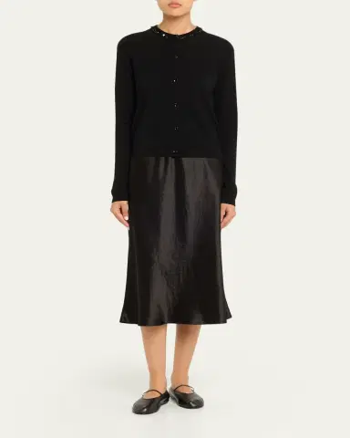 Jason Wu Collection Beaded Satin & Merino Wool Cardigan | Thumbnail 2 Jason Wu Collection Beaded Satin & Merino Wool Cardigan | Thumbnail 2