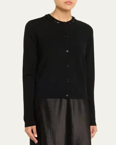 Jason Wu Collection Beaded Satin & Merino Wool Cardigan | Thumbnail 4 Jason Wu Collection Beaded Satin & Merino Wool Cardigan | Thumbnail 4