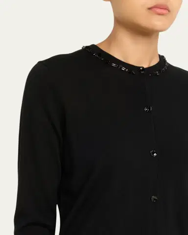 Jason Wu Collection Beaded Satin & Merino Wool Cardigan | Thumbnail 5 Jason Wu Collection Beaded Satin & Merino Wool Cardigan | Thumbnail 5