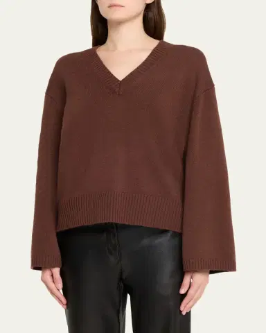 MAJESTIC FILATURES V-Neck Relaxed Merino Wool Sweater | Thumbnail 4 MAJESTIC FILATURES V-Neck Relaxed Merino Wool Sweater | Thumbnail 4