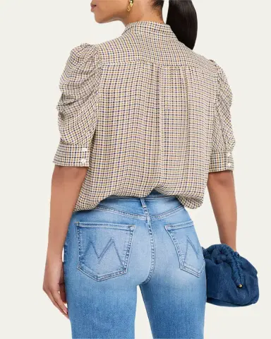 FRAME The Houndstooth Silk Blouse | Thumbnail 3 FRAME The Houndstooth Silk Blouse | Thumbnail 3