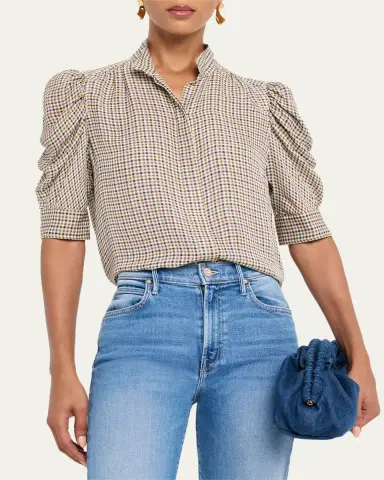 FRAME The Houndstooth Silk Blouse | Thumbnail 4 FRAME The Houndstooth Silk Blouse | Thumbnail 4