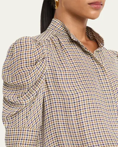 FRAME The Houndstooth Silk Blouse | Thumbnail 5 FRAME The Houndstooth Silk Blouse | Thumbnail 5
