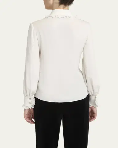Valentino Garavani Ruffle-Trim Silk Button Blouse | Thumbnail 3 Valentino Garavani Ruffle-Trim Silk Button Blouse | Thumbnail 3