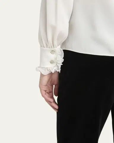 Valentino Garavani Ruffle-Trim Silk Button Blouse | Thumbnail 5 Valentino Garavani Ruffle-Trim Silk Button Blouse | Thumbnail 5