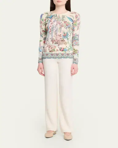 Etro Flora and Fauna Silk Cashmere Sweater | Thumbnail 2 Etro Flora and Fauna Silk Cashmere Sweater | Thumbnail 2
