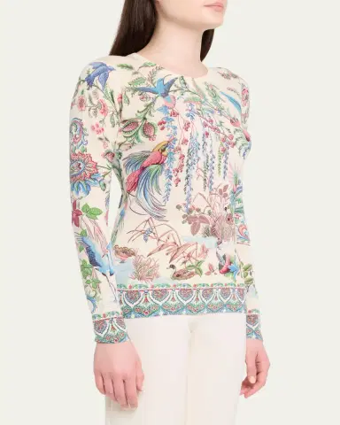 Etro Flora and Fauna Silk Cashmere Sweater | Thumbnail 4 Etro Flora and Fauna Silk Cashmere Sweater | Thumbnail 4