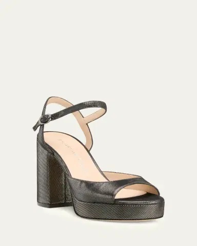 Stuart Weitzman Dayna II Leather Noir Ankle-Strap Platform Sandals | Thumbnail 2 Stuart Weitzman Dayna II Leather Noir Ankle-Strap Platform Sandals | Thumbnail 2