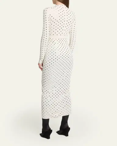 ALAÏA Strass Jersey Ruched Midi Dress | Thumbnail 3 ALAÏA Strass Jersey Ruched Midi Dress | Thumbnail 3