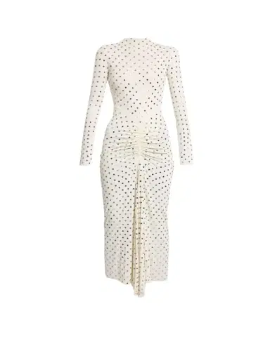 ALAÏA Strass Jersey Ruched Midi Dress | Thumbnail 1 ALAÏA Strass Jersey Ruched Midi Dress | Thumbnail 1